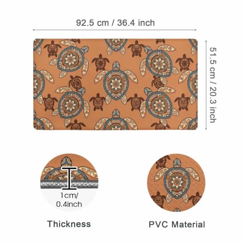 Boho Turtle Kitchen Comfort Mat 36x20in Anti-Fatigue Kitchen Mats - color: Boho Turtle