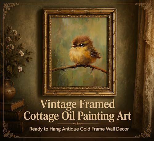 Vintage Gold Framed Bird Wall Art Cute Sparrow Wall Decor 12 x 16 in - color: sparrow, size: 16"L x 12"W