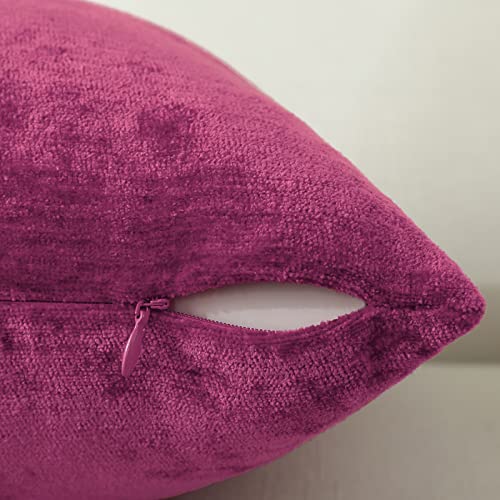 Jeneoo Fuschia Pink Decorative Throw Pillow Covers Soft Chenille Comfy Solid Lumbar Couch Cushion Cover Decor (Set of 2, 12 x 20 Inches) - color: Fuschia Pink, size: 20" x 12" (Pack of 2)