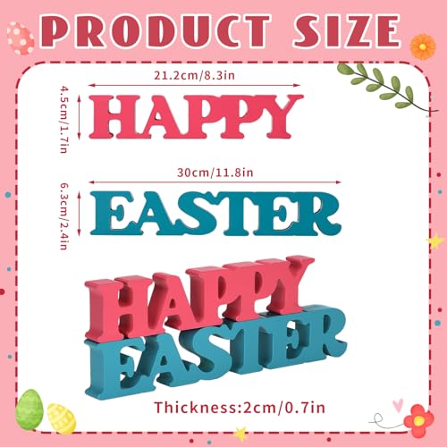 Yalikop Pastel Easter Table Decorations Happy Easter Sign for Home Wooden Sign Blocks Indoor Home Decorative Signage for Tables Office Wall Shelf Desk Shelf Mantel Farmhouse - style: Easter