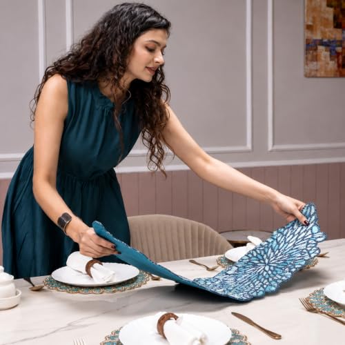 Handmade Beaded Table Runner 13 x 36 Inch, Decorative Glass Bead Table Runner for Dining Table, Coffee Table & Console Table, Elegant Wedding, Holiday & Everyday Home Decor, Navy Blue & Black - color: Navy Blue & Black