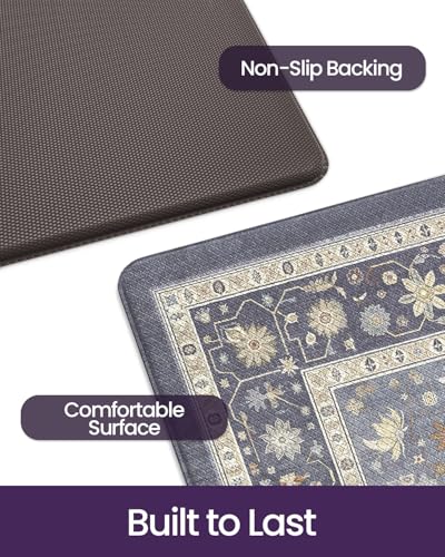DEXI Kitchen Floor Mats Cushioned Anti Fatigue Runner Rug 24x87 Dark Grey - color: Dark Grey, size: 87"L x 24"W x 0.4"Th