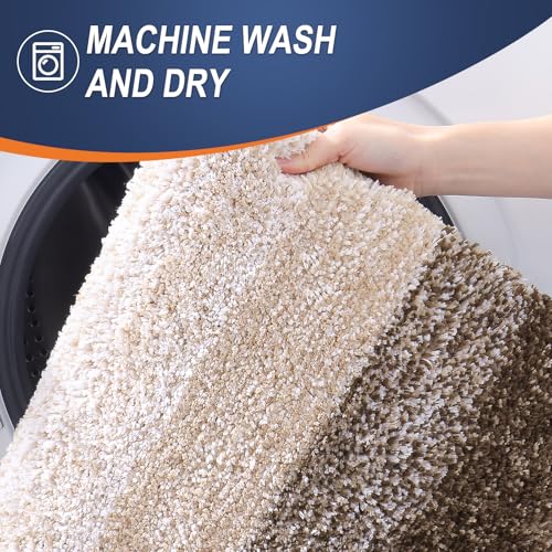 OLANLY Small Bathroom Rugs 24x16, Extra Soft Absorbent Microfiber Bath Rugs - color: Light Brown, size: 24" X 16"