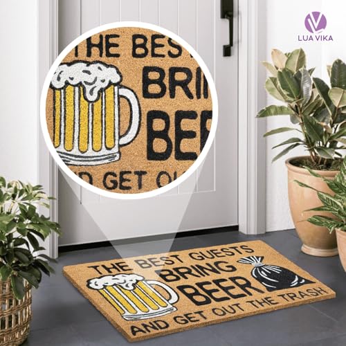 Funny Coir Door Mats Outside and Inside, Beer, 17 x 30 in - color: Beer