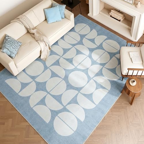 ThreadGlobe Abstract 9x12 Area Rugs Modern Geometric for Living Room, Blue - color: Blue Geometry, size: 9' x 12'