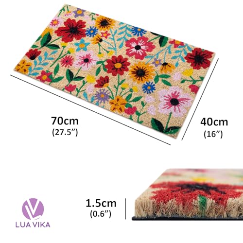 Coir Door Mats Outdoor and Indoor, Botanic, 16 x 27,5 in - color: Botanic
