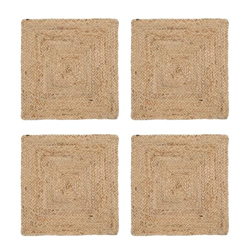 Ramanta Home Jute Braided Placemats Set of 4 14x14 Inches - Natural - size: 14x14 Inches