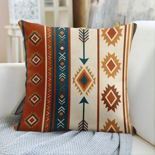Throw Pillow Covers, Western Geometric, Set of 4, 18"x18" - color: Southwestern Geometric