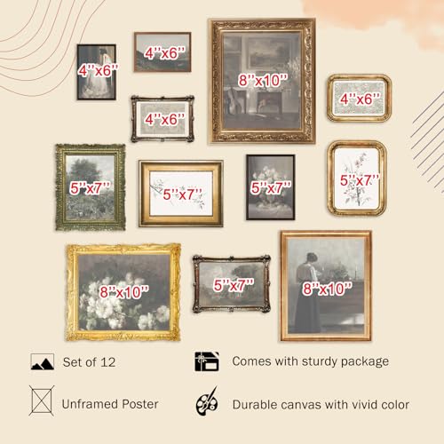 KBKBART Vintage Wall Art Prints, French Country Wall Decor Retro Countryside Landscape Canvas Painting, Classical Vintage Prints, Rustic Farmhouse Wall Art for Bathroom, Bedroom Living Room-UNFRAMED - color: Vintage Prints