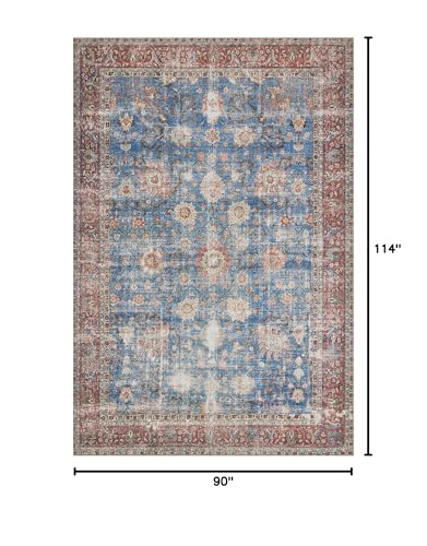 Loloi Loren Blue/Brick 7'-6" x 9'-6" Area Rug - color: Blue / Brick, size: 7'6" x 9'6" (Rectangular)
