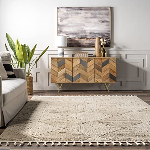 nuLOOM Kerry Beige Geometric Power Loomed Area Rug, 7' x 9' - color: Kerry Beige, size: 6'7" x 9' (Rectangular)