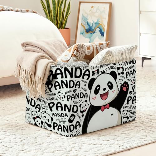 Cartoon Panda Laundry Hamper, 56L Large Foldable Laundry Basket with Handles, for Family Clothes, Toy Storage Bin, Blankets,Decorative Organizer for Shelves & Closet Home Decor Bedroom & Nursery - color: Cartoon Panda