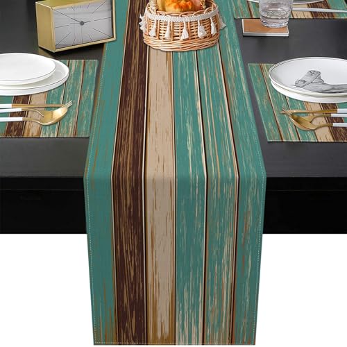 ArtSocket Table Runner and Placemats Set of 6, Farmhouse Teal - color: Farmhouse
