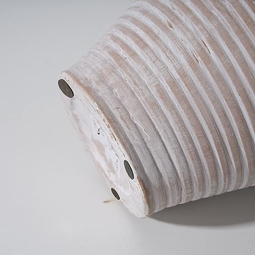 Ceramic Rustic Farmhouse Vase, 9.2 inch Whitewashed Terracotta Vase - color: Terracotta White