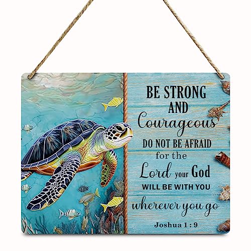 Beach Decor Sea Turtle Gifts Christian Bible Verse Wooden Wall Sign - color: Multi392