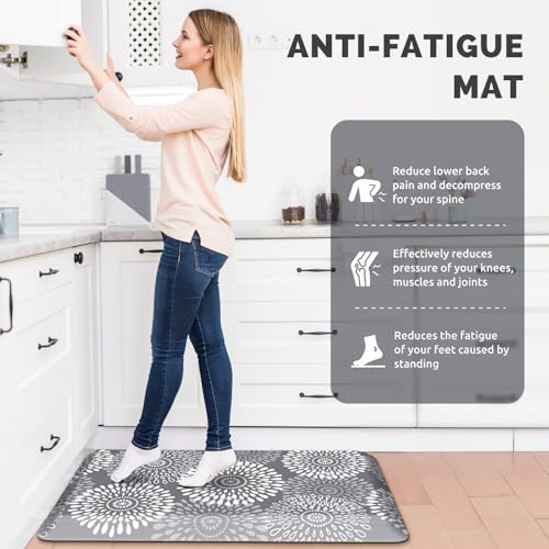 Kitchen Mat Water-Resistant Kitchen Rugs Cushioned Anti-Fatigue Floor Mat - color: Grey, size: 32"L x 20"W x 0.8"Th