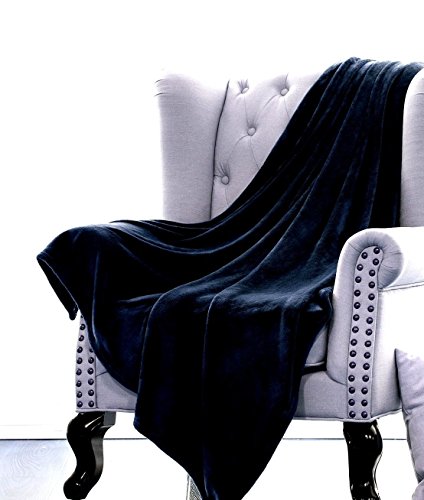 DiamondHome Super Soft Warm Light Weight Fleece Throw Blanket for Couch/Sofa/Bed/Chair in Living Room & Bed Room, 50" x 60" (Black) - color: Black