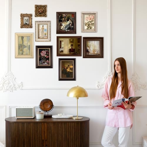 10-Pack Vintage Picture Frames Set, Antique Gallery Wall Frame Set - color: Vintage