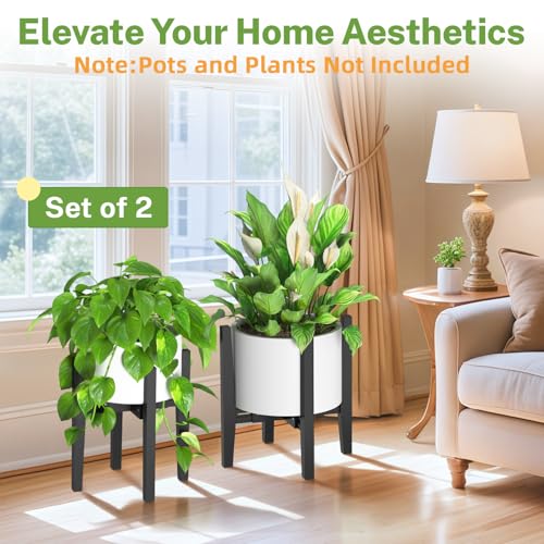 iDavosic.ly Adjustable Bamboo Plant Stand 2 Pack, Fits 8-12 Inch Pot, Black - color: Bamboo Black, size: 2 Pack