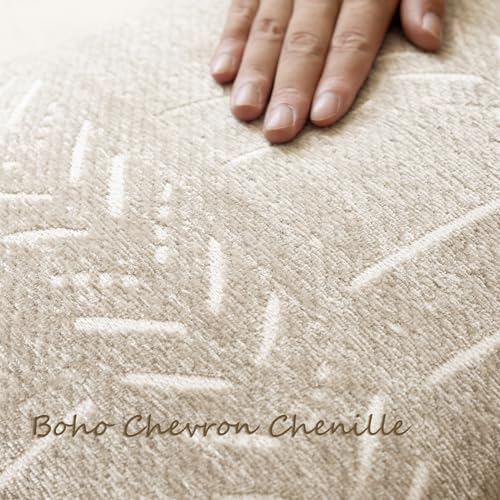 Foindtower Set of 1 Decorative Chenille Jacquard Throw Pillow Cover Textured Farmhouse Body Cushion Covers Neutral Boho Accent Home Decor for Sofa Chair Couch Bed Living Room,14×36 Inch,Natural Beige - color: Beige, size: 36" x 14" (Pack of 1)