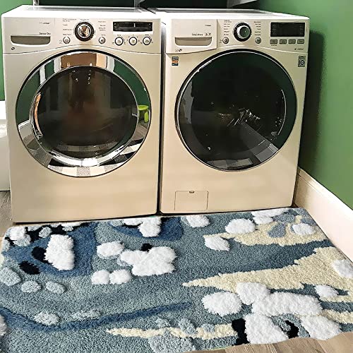 UKELER Shag Moss Area Rug for Home Decor Soft Non Slip Washable Laundry Room Rug Indoor Floor Shaggy Bedroom Bedside Rug 55''x27.5'' - color: Winter Moss Rug