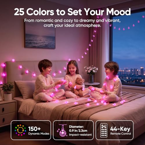 Color Changing String Lights Plug in, 33ft 60LED Connectable Crystal Globe String Light Remote, Warm White & Multicolor Twinkle Lights for Girl Bedroom Patio Garden Tent Camp Party Christmas Décor - color: Color Changing, size: 33ft 60LED