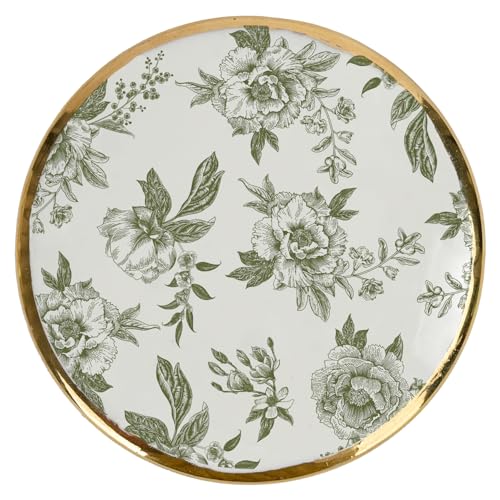 Sweet Water Decor Green Delft Round Trinket Box, Jewelry Storage for Bathroom Counter or Nightstand, Ring Holder for Bridal Shower, Wedding, or Home, Elegant Jewelry Holder & Organizer for Women - style: Green Delft