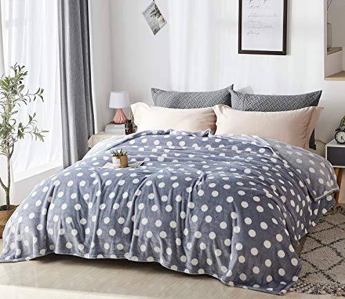 Plush Blanket King Size(90" x 104"), Flannel Fleece Blanket, Soft Microfiber Cozy Lightweight Solid Color Bed Couch for All Season, Dot Grey - color: Dotgrey, size: King