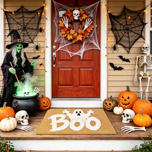 Halloween Welcome Mat Ghost Boo Non-Slip Front Door Mat, 17x29 in - color: Ghost Boo