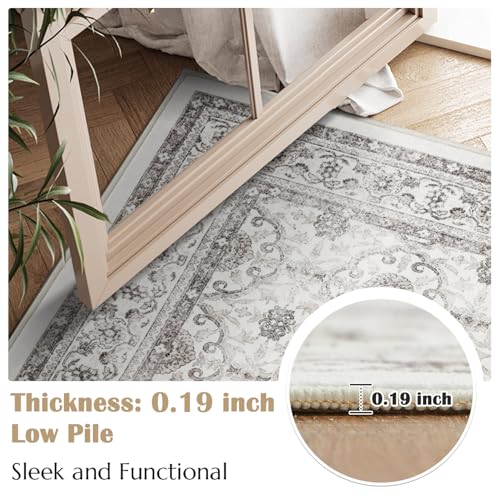 jinchan 3x8 Vintage Floral Runner Rug, Washable Rug, Beige - color: Multi Beige, size: 3' x 8' (Rectangular)