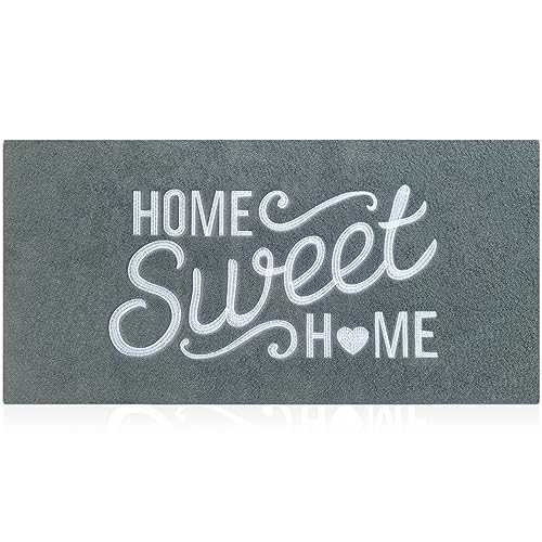 AAZZKANG Gray Long Doormat 48"x18" with Non Slip Rubber Backing Easy to Clean Home Sweet Home Welcome Entrance Mat - color: Dimgray, size: 18" x 48" (Rectangular)