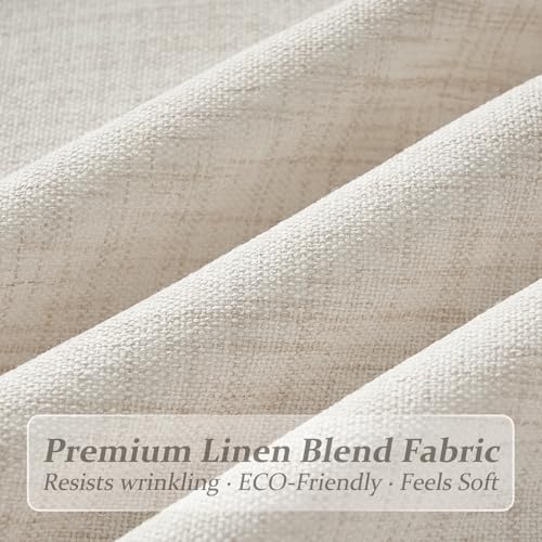 Birch Pinch Pleated Short 63 Inch Curtains for Kitchen Windows 2 Panels Set, Memory Trained Pinch Pleat Light Filtering Sheer Boho Cafe Curtain Natural Linen Privacy Small Drapes with Rings 50W x 63L - color: Birch, size: 50"W x 63"L (Pack of 2)