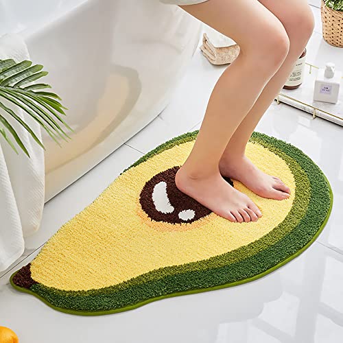 Ukeler Cute Avocado Shape Bath Rug for Kids Non Slip Absorbent Bathroom Mat Washable Shaggy Kids Bedroom Decor Bathroom Door Mat 19.7''x31.5'' - color: Avocado