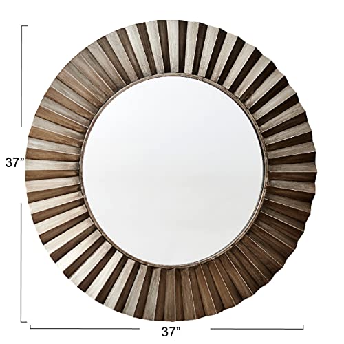 Household Essentials Round Metal Frame Decorative Sunburst Wall Mirror, Bronze - style: Metal