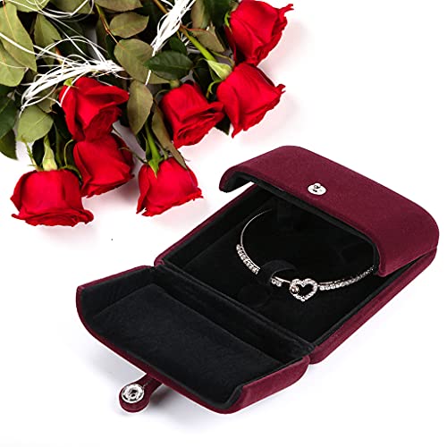 MDLUU Velvet Bracelet Box, Double Open Jewelry Gift Box, Bangle Holder Case for Birthday, Wedding, Valentine's Day, Anniversary (Dark Red) - color: dark red