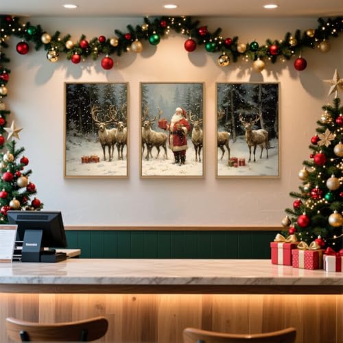Celestdeco Large Christmas Santa Claus Framed Canvas Wall Art Set-24"x36"x3 - color: Santa Claus Wall Art, size: 24"L x 36"W