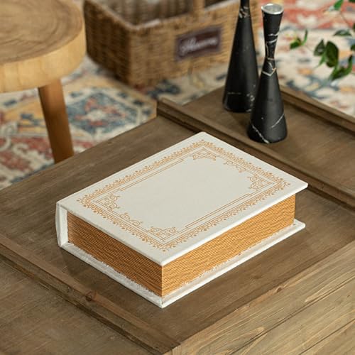 Decorative Vintage Book Shaped Trinket Storage Box - Paper White - color: White