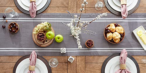 DII French Stripe Dining Table Collection Farmhouse Style Table Runner, 14x72 Inches, Gray Chambray - color: Gray Chambray, size: 14x72 Inches (Pack of 1)
