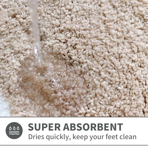 Cute Scalloped Beige Bathroom Rug Runner,Non Slip Absorbent 17"x47" - color: Beige, size: 2' x 4'11" (Rectangular)