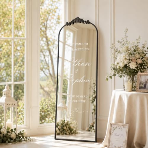 Easly 21"X56" Full Length Mirror Vintage, Black Arch Mirror for Home Decor - color: Black, size: 56"L x 21"W
