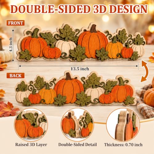 Pumpkin Decor Wooden Pumpkins, Fall Pumpkin Decor Tabletop Sign for Home - color: Pumpkin