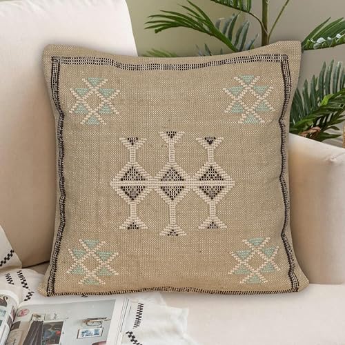 Indian Cotton Cushion Cover Sabra Kilim Pillow Cover Designer Decorative Sofa 18x18 Inche Handwoven Cushion Case for Farmhouse Home Decor Spring Decorative Pillow (Pattern 18) - color: Pattern 18