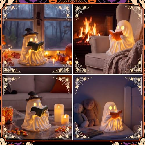 Fumete 2 Pcs Halloween Decorations Indoor - Light Up Reading Ghost Couple - style: Reading Ghosts