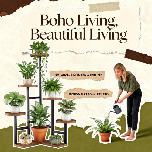 GEEBOBO 6 Tiered Plant Stand Indoor - color: 6 Tier-Brown