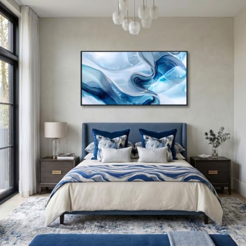 Abstract Wall Art Canvas Artwork for Walls Blue Modern Wall Pictures for Living Room Bedroom and Office Decor, Large Framed Horizontal Statement Print 20×40IN - color: Blue, size: 40"L x 20"W