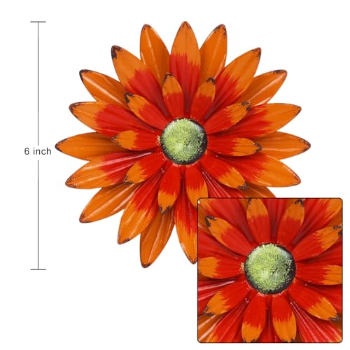 hogardeck Metal Flower Wall Decor for Indoor Outdoor, Kitchen Decor Floral Metal Wall Art, Wall Decor for Bathroom, Living Room, Porch, Garden, Yard, Backyard (6 Pcs 6'' ) - color: 6"-6 Pack- Rgb