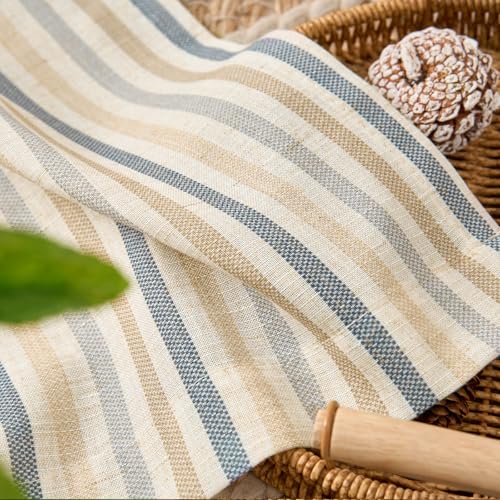 jinchan Linen Boxter Stripe Valances for Window 16 inch,Muti Blue,1 Panel - color: Boxter Stripe | Multi Blue on Linen, size: 50"W x 16"L (Pack of 1)