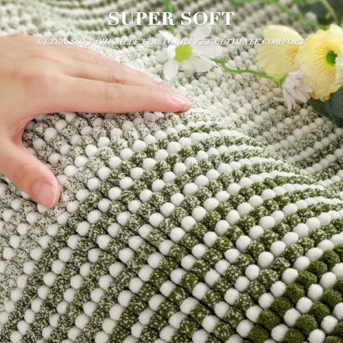 BSICPRO Bathroom Rugs Sets 2 Piece, Non Slip Striped Bath Mats, Sage - color: Sage, size: 20" x 32" Plus 16" x 24"