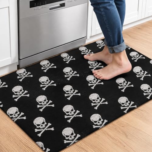 Skull Cross Kitchen Comfort Mat 36x20in Anti-Fatigue Kitchen Mats - color: Skull Cross