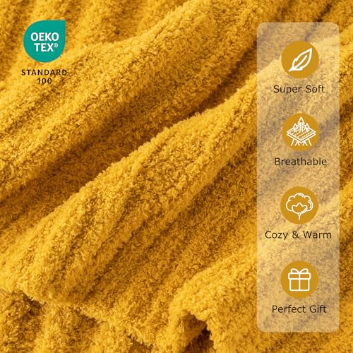Battilo Yellow Throw Blanket for Couch, Fluffy Soft Blankets, 50"x60" - color: Yellow, size: 50"x60"
